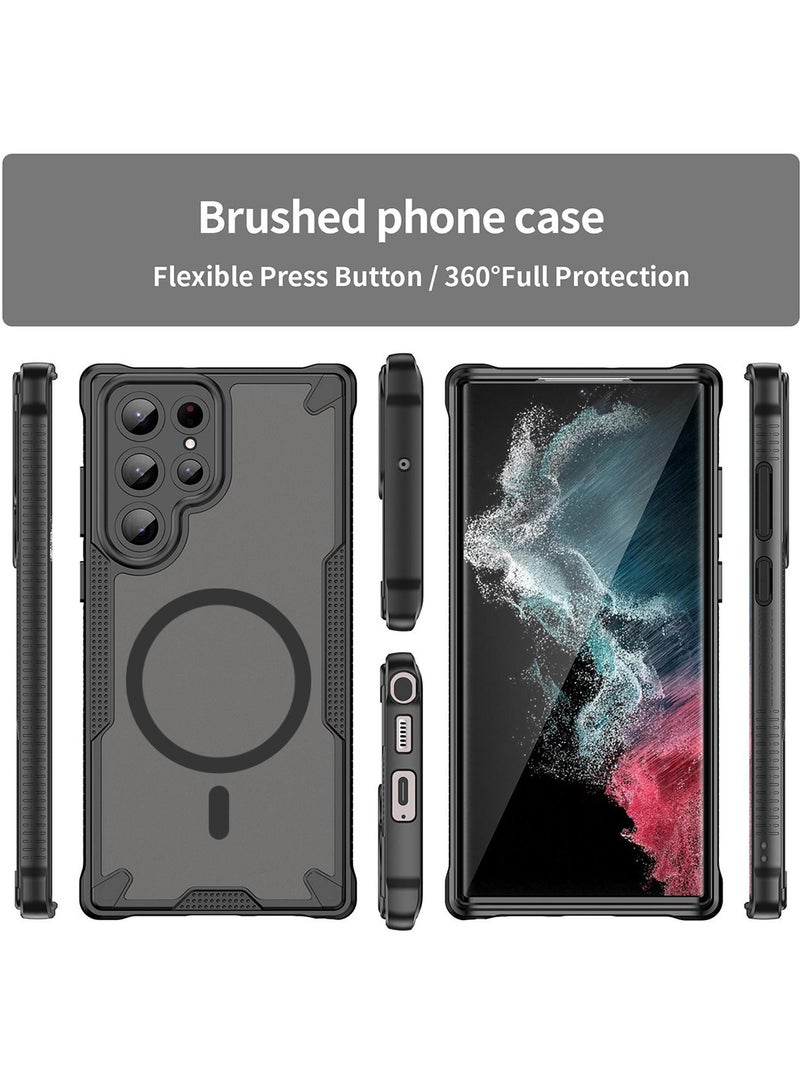 Cover For Samsung Galaxy S22 Ultra Armor Glaze MagSafe Magnetic Phone Case Raised edges around the screen and camera lens help prevent scratches - Black - Image 5