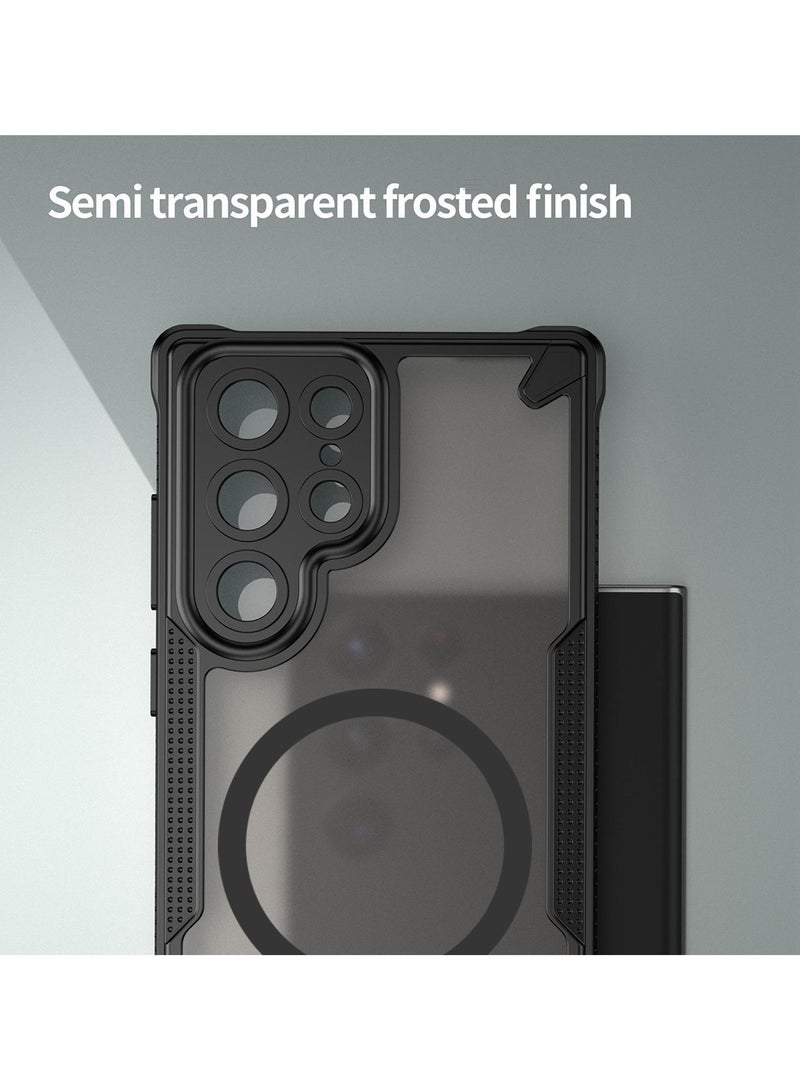 Cover For Samsung Galaxy S22 Ultra Armor Glaze MagSafe Magnetic Phone Case Raised edges around the screen and camera lens help prevent scratches - Black - Image 4