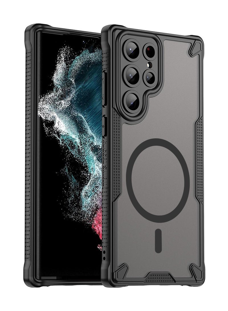 Cover For Samsung Galaxy S22 Ultra Armor Glaze MagSafe Magnetic Phone Case Raised edges around the screen and camera lens help prevent scratches - Black - Image 1