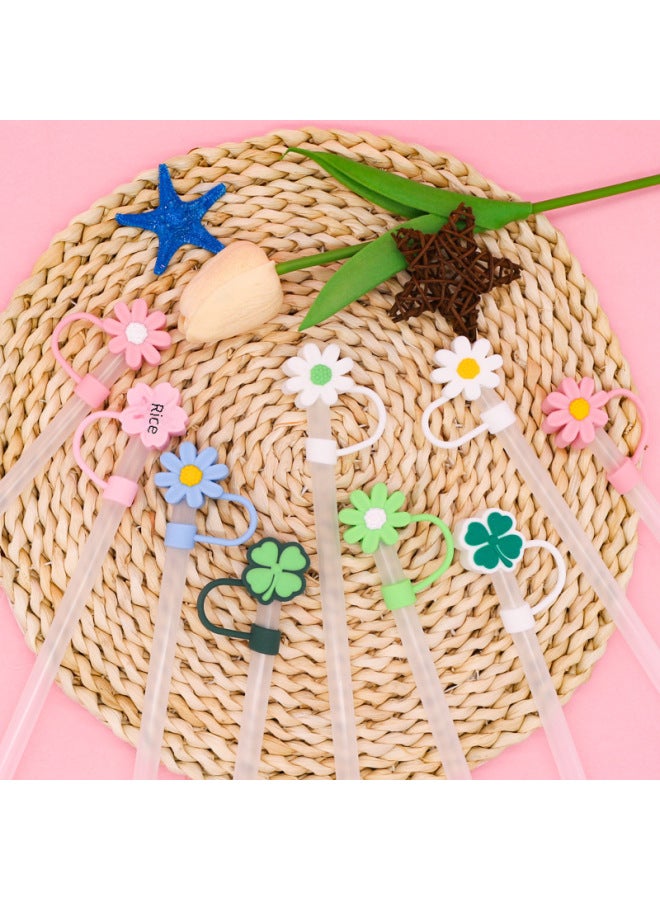 New Silicone Straw Cap 8-10mm Cute Cartoon Dustproof Straw Cap Reusable Cross-border-Color:Silicone Old Black Powder Chrysanthemum 10mm-Specifications:Bagged With Straw [straw Color Random]]  - Image 4