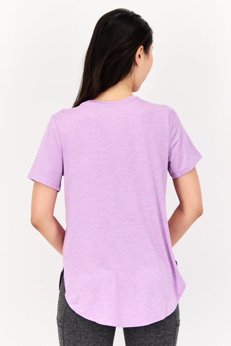 SKECHERS Women Sportswear Fit Short Sleeve Training T-Shirts, Purple - Image 3