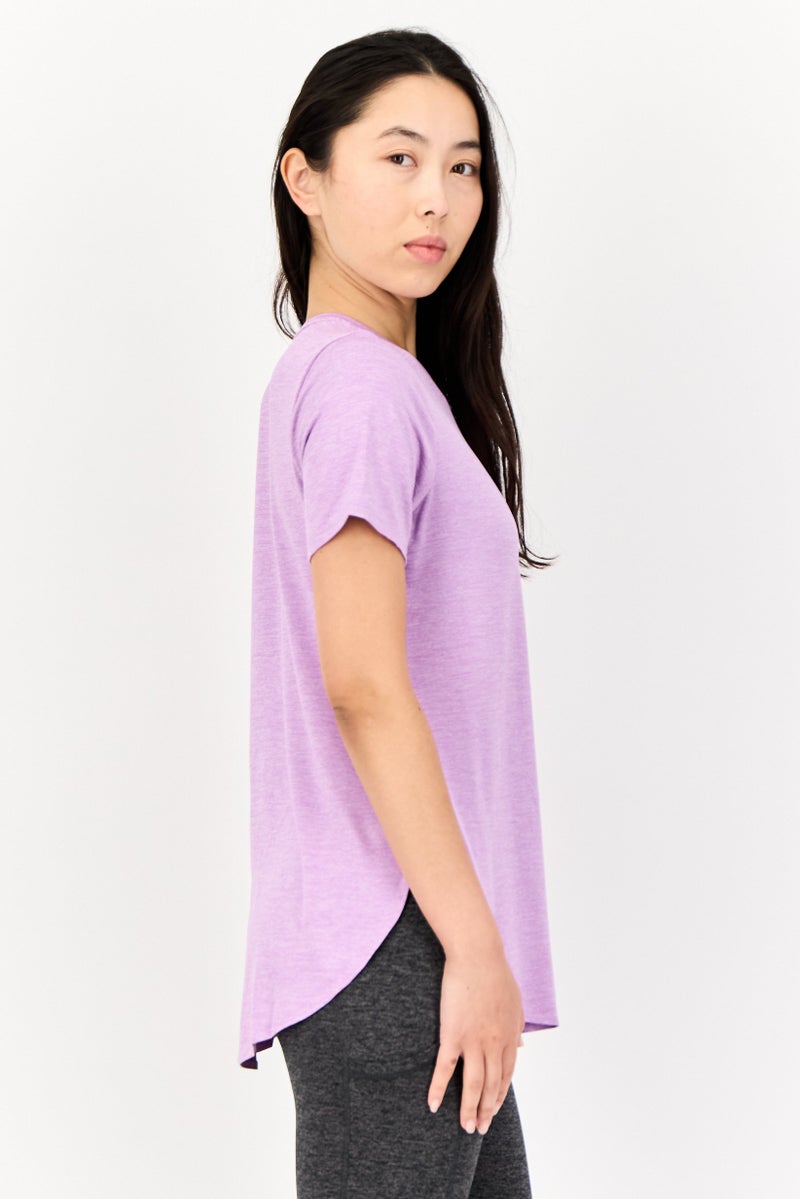 SKECHERS Women Sportswear Fit Short Sleeve Training T-Shirts, Purple - Image 2