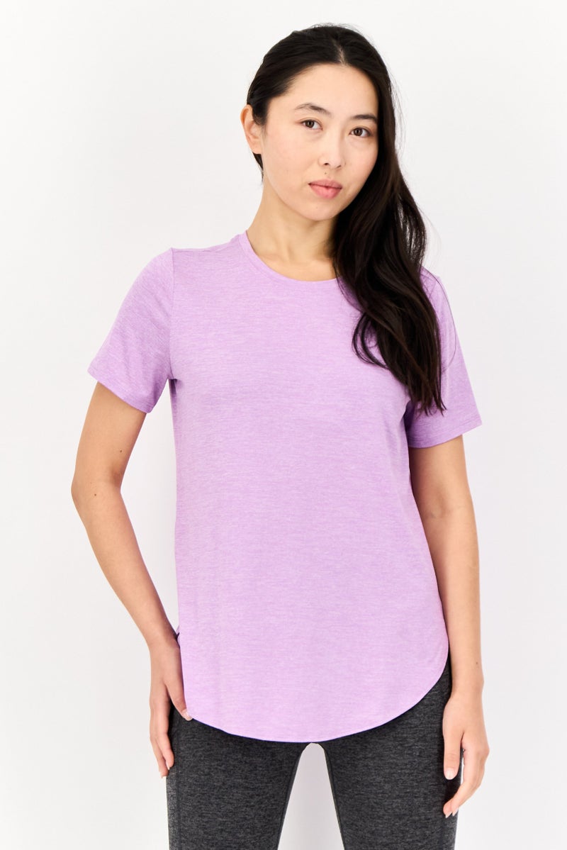 SKECHERS Women Sportswear Fit Short Sleeve Training T-Shirts, Purple - Image 1