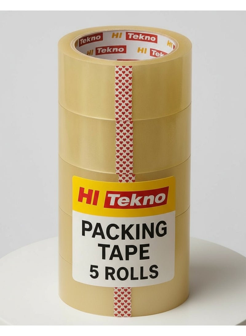 Packaging Tape, 5-Pack Strong and Durable Adhesive Tape for Shipping Boxes and Cartons, 48mm x 100yd Clear