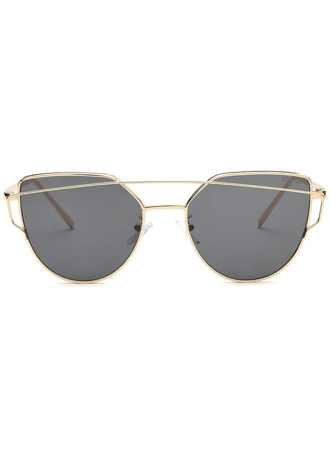 Sojos Cat Eye Sunglasses For Women Fashion Designer Style Mirrored Lenses Sj1001 With Gold/Grey  - Image 1