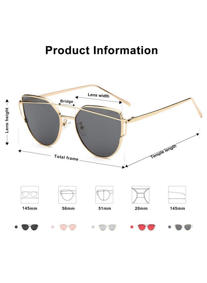 Sojos Cat Eye Sunglasses For Women Fashion Designer Style Mirrored Lenses Sj1001 With Gold/Grey  - Image 3
