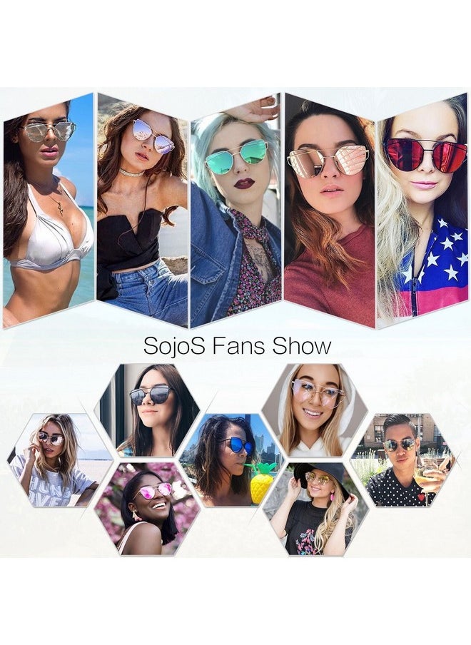Sojos Cat Eye Sunglasses For Women Fashion Designer Style Mirrored Lenses Sj1001 With Gold/Grey  - Image 5