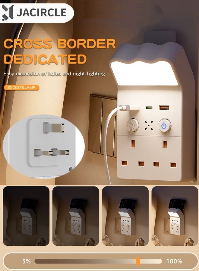 JACIRCLE Night Lights Plug Into Wall, Dusk to Dawn Sensor Night Light with Power Outlet, Adjustable Brightness Replaces Plug-In Night Light - Electrical Receptacle Wall Plate With LED Night Lights Dusk to Dawn, Sleep Aid Nightlight Auto-On/Off for Bedroom, Kitchen, Living Room, Office - Image 1