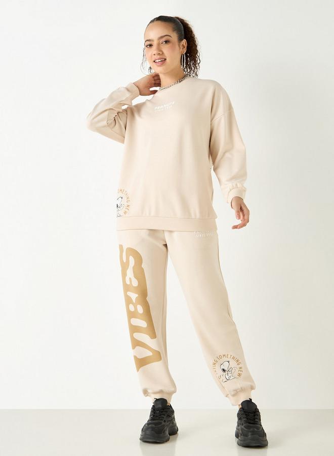 SP Characters Snoopy Dog Print Joggers with Elasticated Waistband - Image 2