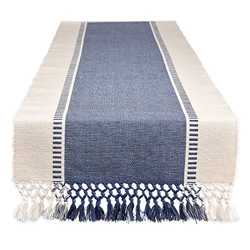 DII Dobby Stripe Woven Table Runner 13x72inch French Blue