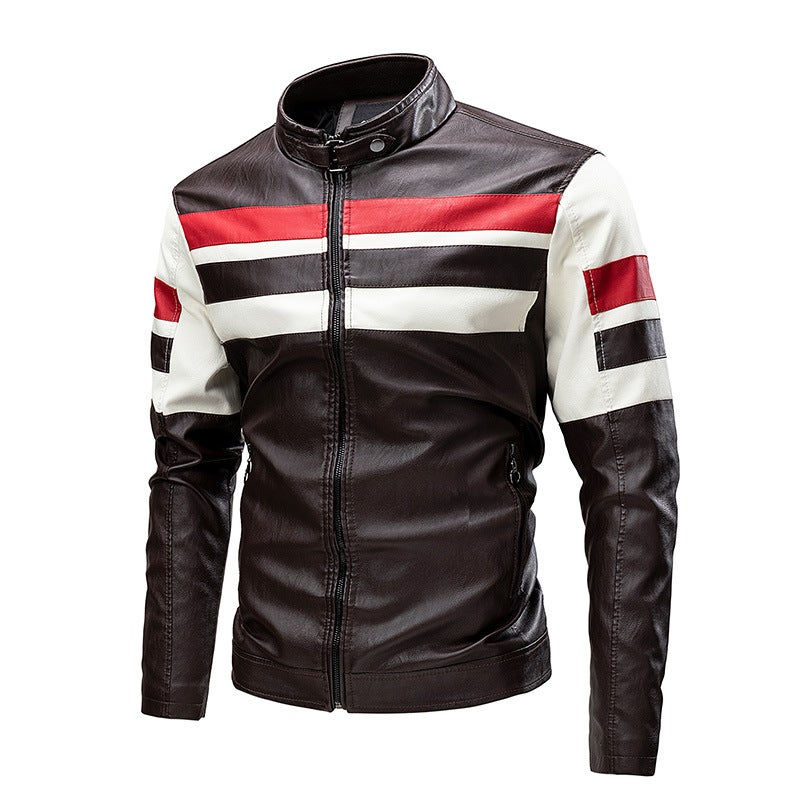 Men'S Faux Leather Racing Jacket Winter Fleece Thickened Warm Windproof Motorcycle Jacket Trendy Fashion - Image 1