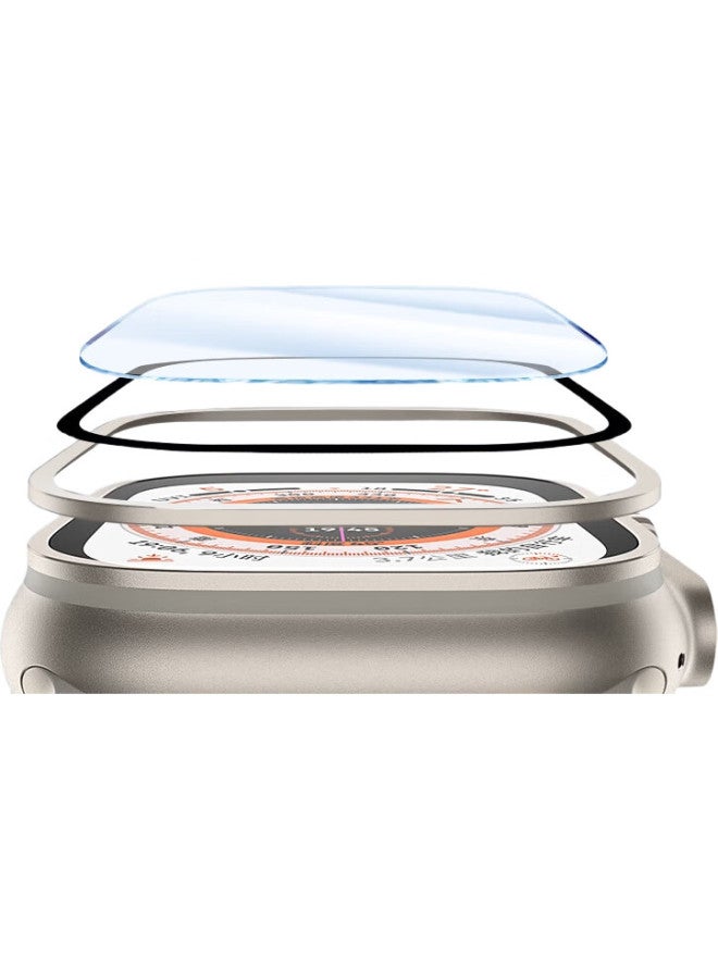 BHO Compatible Apple Watch Ultra 2 Tempered Glass Screen Protector, Full Coverage Metal Frame, High-Definition Touch-Sensitive, Shatterproof, Scratch-Resistant Protective Film For Iwatch Ultra - Image 3