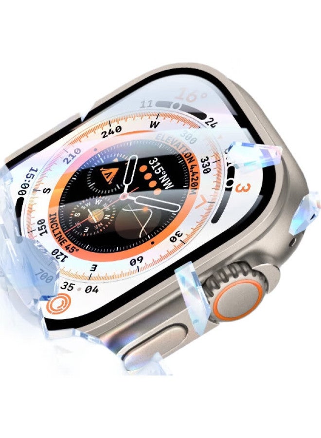 BHO Compatible Apple Watch Ultra 2 Tempered Glass Screen Protector, Full Coverage Metal Frame, High-Definition Touch-Sensitive, Shatterproof, Scratch-Resistant Protective Film For Iwatch Ultra - Image 1