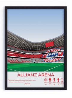 Allianz Arena Stadium Bayern Munich Football Gift Illustration Art Poster with Frame 30x40cm