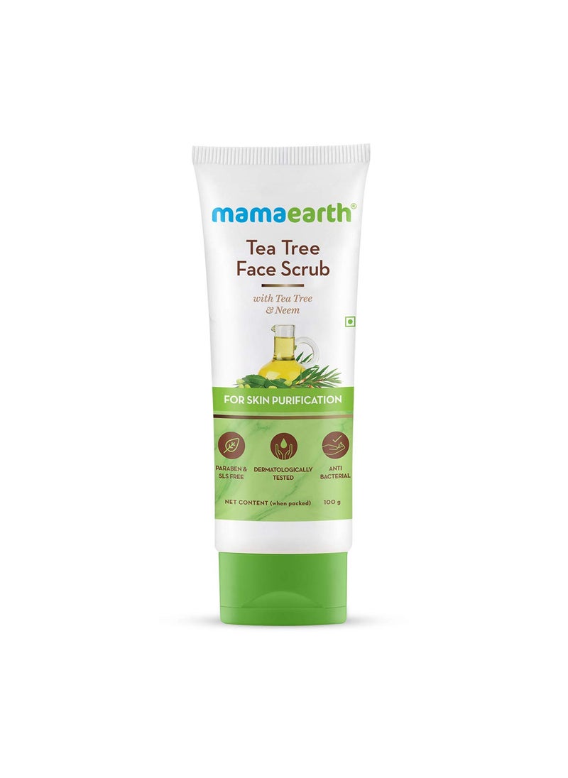 Mamaearth Mamaearth Tea Tree Face Scrub with Neem  Gentle Exfoliating Scrub for Skin Purification  Cleanses Dirt  Controls Acne  Excess Oil  353 Oz 100g 