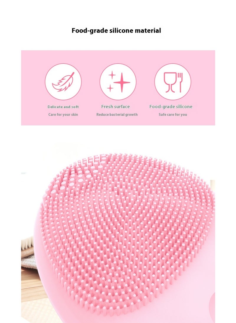 Home Beauty Face Washing Brush Massager Electric Silicone Facial Cleanser Ultrasonic Cleaner Pink - Image 4