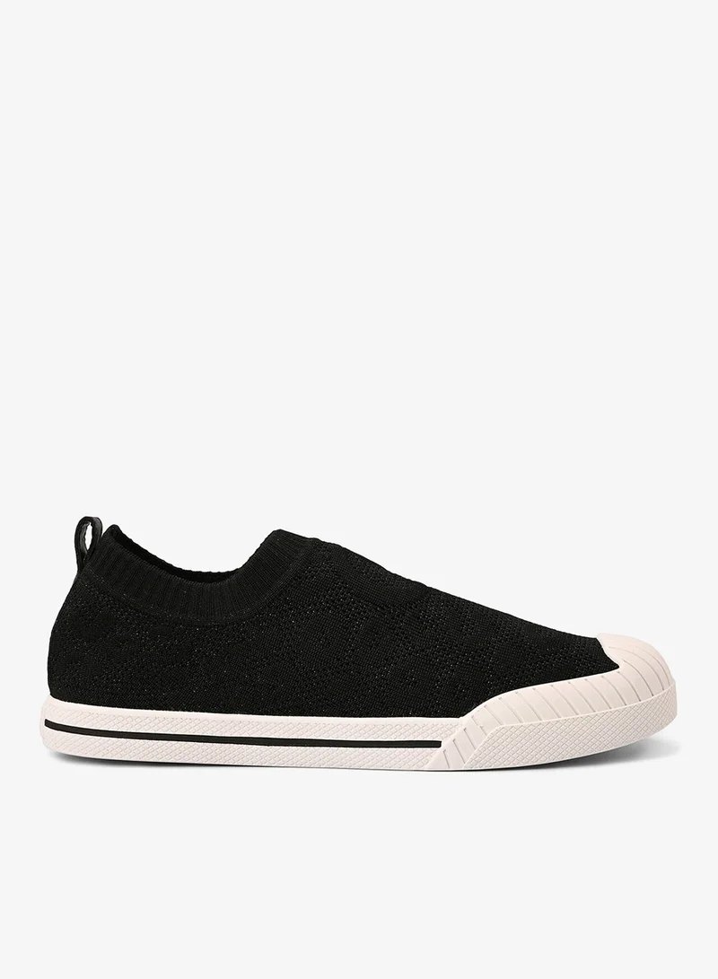 Black Textured Knitted Sneakers