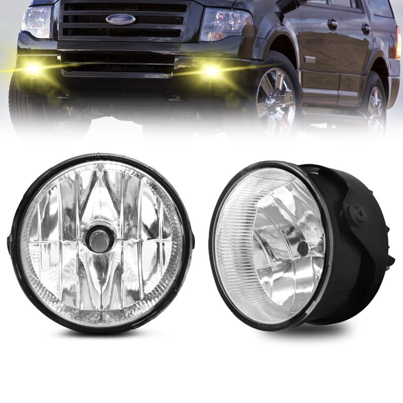 Shocklight Fog Lights Assembly For 20072013 Ford Expedition 20082011 Ford Ranger with H10 12V 42W Halogen Bulbsclear lens