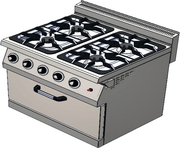 CSA Inox Karacasan Industrial 700 Series Counter Top 4+1 Oven Natural Gas Range 