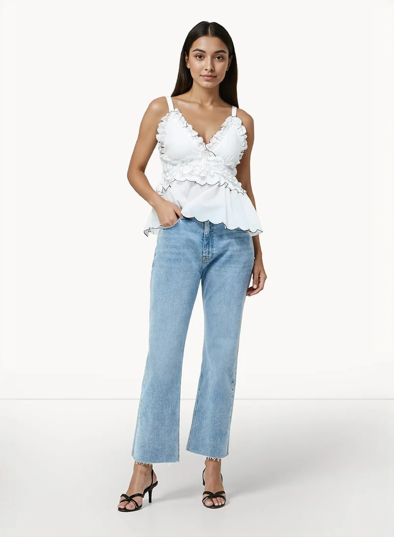 French Connection  Sandra Cotton Voile Top for Women | Best Price UAE