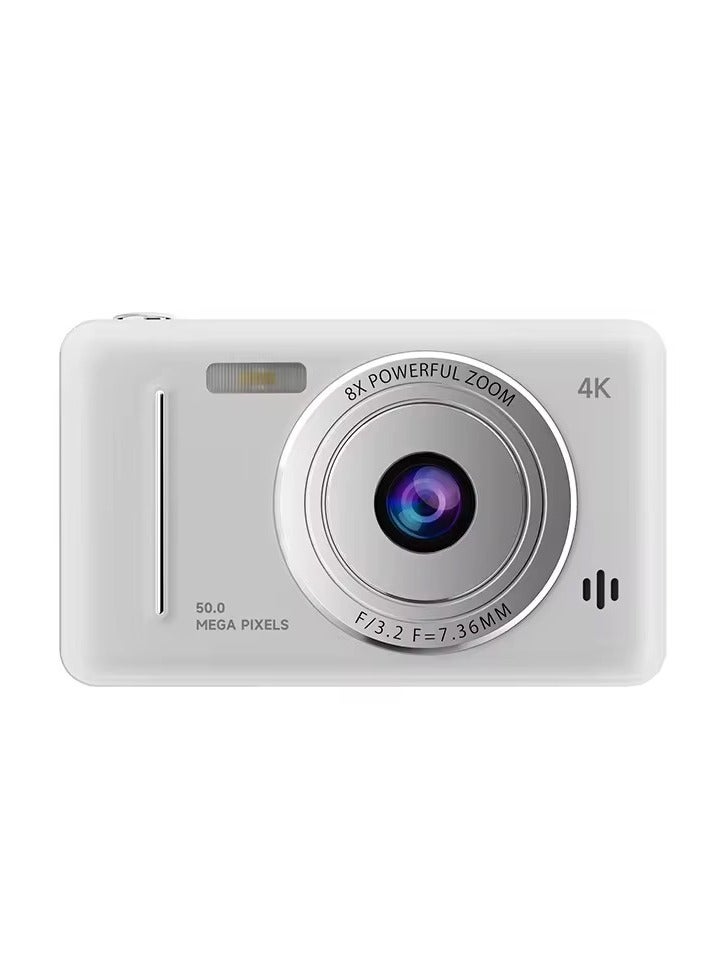 1080P Mini Home Student Kids Digital Camera 2.4Inch LCD Screen 8X Zoom Full HD Photo Video Anti-shake Face Recognition Music Games Compact Portable Small White for Children Teen Girl Boy - Image 1