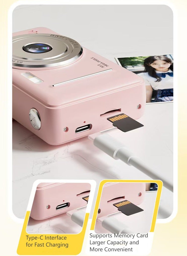 1080P Mini Home Student Kids Digital Camera 2.4Inch LCD Screen 8X Zoom Full HD Photo Video Anti-shake Face Recognition Music Games Compact Portable Small White for Children Teen Girl Boy - Image 5