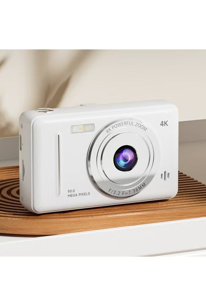 1080P Mini Home Student Kids Digital Camera 2.4Inch LCD Screen 8X Zoom Full HD Photo Video Anti-shake Face Recognition Music Games Compact Portable Small White for Children Teen Girl Boy - Image 2