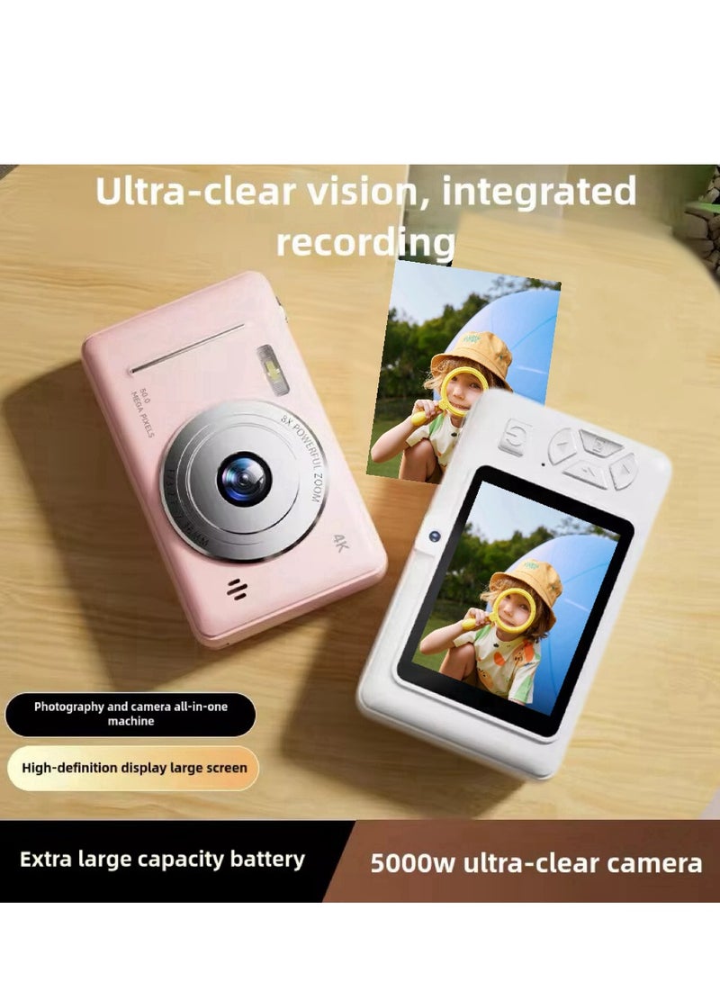1080P Mini Home Student Kids Digital Camera 2.4Inch LCD Screen 8X Zoom Full HD Photo Video Anti-shake Face Recognition Music Games Compact Portable Small White for Children Teen Girl Boy - Image 4