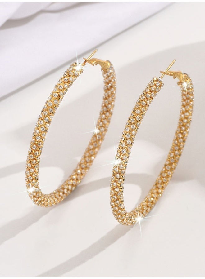 أقراط حلقية كبيرة مرصعة بالكامل بالزركونيا المكعبة، دبابيس من الفضة عيار 925 مضادة للحساسية - مجوهرات براقة مميزة للارتداء اليومي للسيدات والفتيات - Image 5