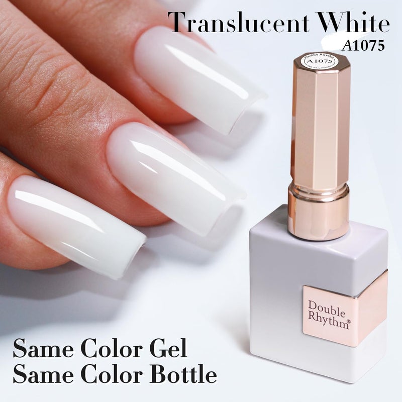 Double Rhythm 15ML Gel Nail Polish Pure Sheer Same Color Same Bottle Soak Off Gel Polish Art Manicure Salon DIY at Home for Women (Milky White-A1075) - Image 3
