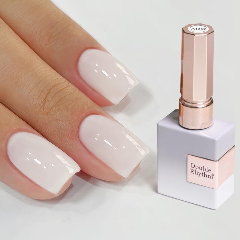 Double Rhythm 15ML Gel Nail Polish Pure Sheer Same Color Same Bottle Soak Off Gel Polish Art Manicure Salon DIY at Home for Women (Milky White-A1075) - Image 1