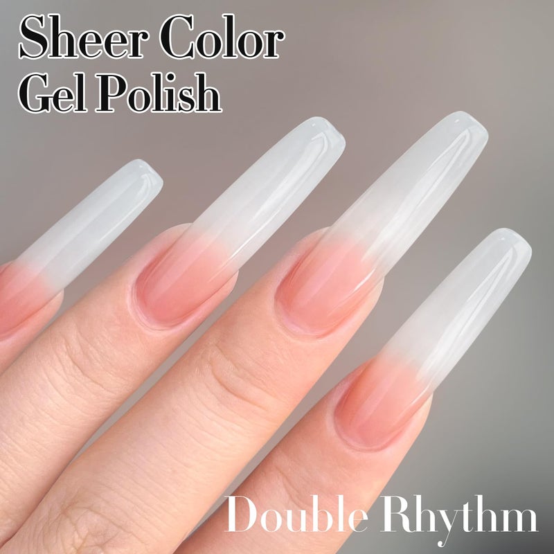 Double Rhythm 15ML Gel Nail Polish Pure Sheer Same Color Same Bottle Soak Off Gel Polish Art Manicure Salon DIY at Home for Women (Milky White-A1075) - Image 4