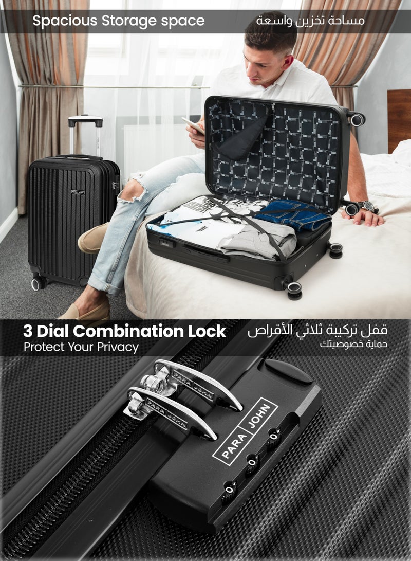 بارا جون حقيبة سفر بعجلات كبيرة الحجم خفيفة الوزن من بلاستيك  صلبة دوارة -  بوصة | تحمل  كجم بعجلات رباعية سوداء - Image 3