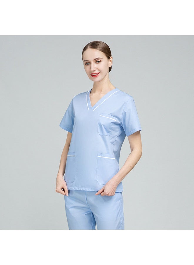 NIBEMINENT Nurse Uniform Women's Summer Thin Short Sleeve Polyester Cotton Hand Washing Clothes Operating Room Dentist Doctor Workwear - Image 1