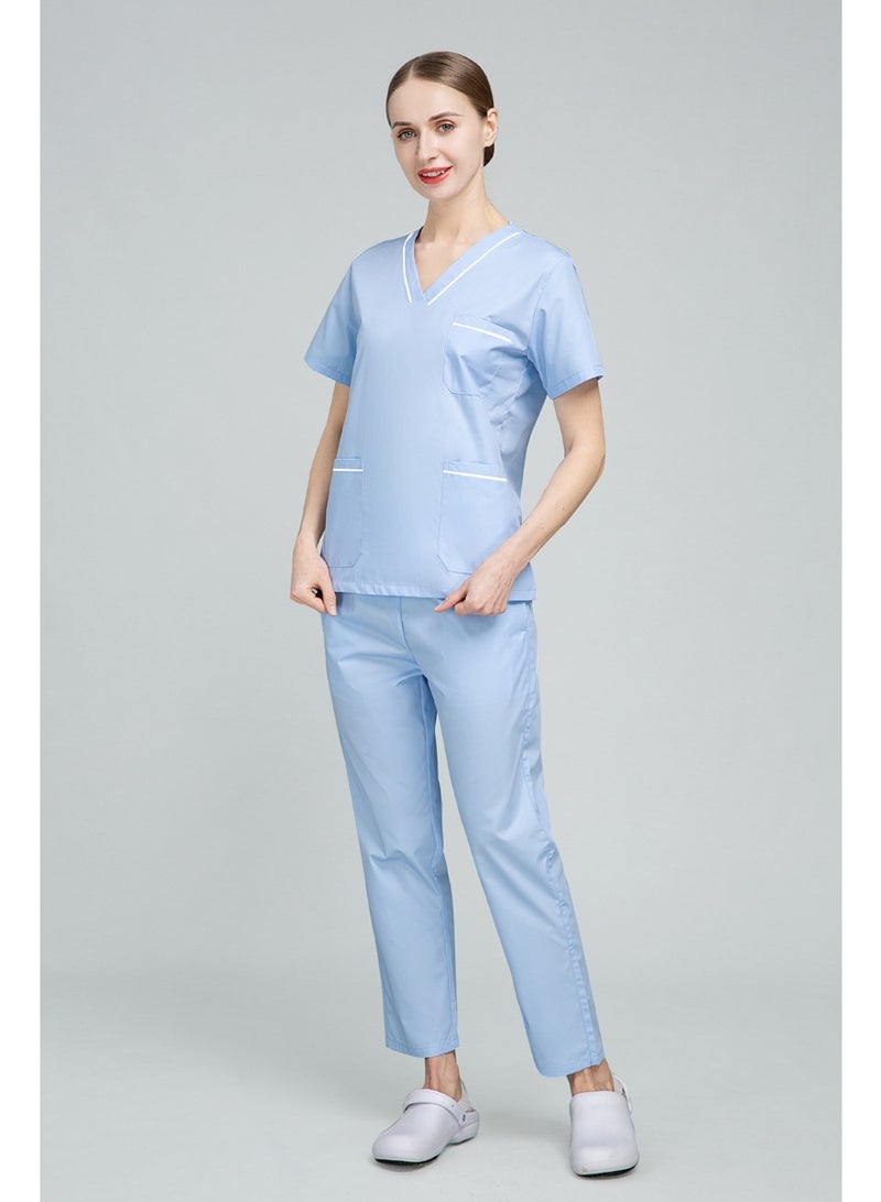 NIBEMINENT Nurse Uniform Women's Summer Thin Short Sleeve Polyester Cotton Hand Washing Clothes Operating Room Dentist Doctor Workwear - Image 2