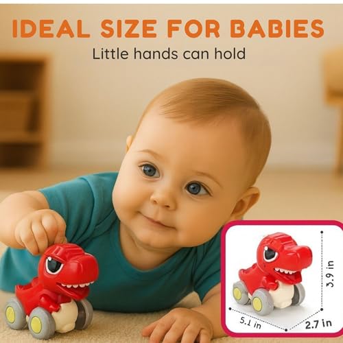 GRAPHENE Push & Go Dinosaur Toy Car for Toddlers Friction Powered Dino Vehicle Battery Free Mini Pull Back Cool Dragon Car Safe & Durable Montessori Toy Birthday Gift Pack of 2 (Random Design) - Image 3