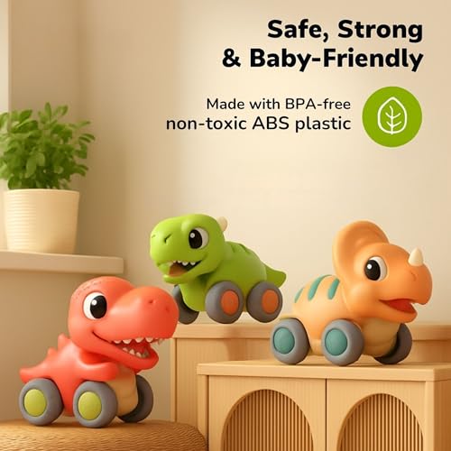 GRAPHENE Push & Go Dinosaur Toy Car for Toddlers Friction Powered Dino Vehicle Battery Free Mini Pull Back Cool Dragon Car Safe & Durable Montessori Toy Birthday Gift Pack of 2 (Random Design) - Image 5