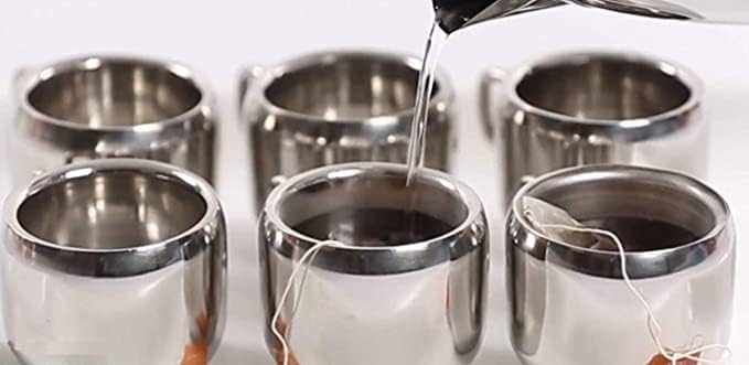 Aquasleri Stainless Steel Tea Cup Set Of 12, Coffee Mug (Silver, Steel), 90 Ml - Image 2