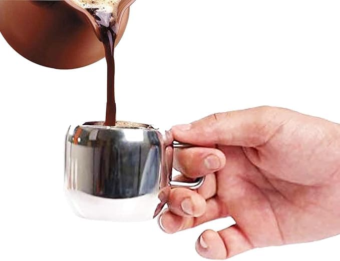 Aquasleri Stainless Steel Tea Cup Set Of 12, Coffee Mug (Silver, Steel), 90 Ml - Image 3
