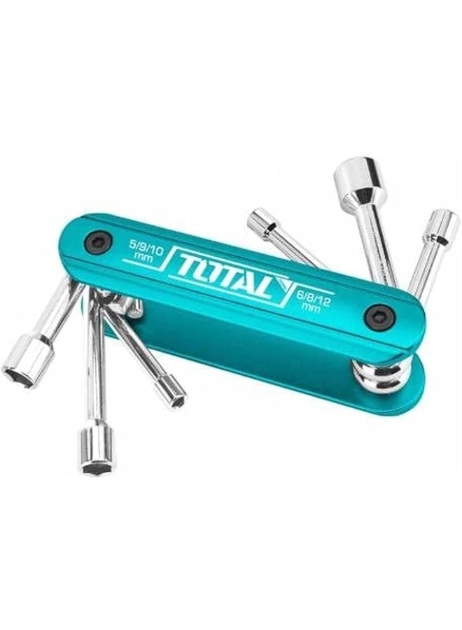 TOTAL 6 Pcs folding nut driver set 5: 12 mm