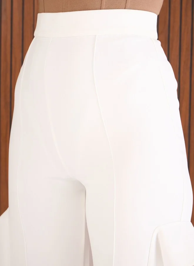 SASSAFRAS White High-Rise Straight Fit Trousers for Women