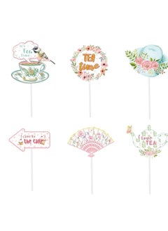 Generic Tea Party Decorations Teapot Cake Toppers Cupcake Toppers for Wedding Bridal Shower Birthday Girls Afternoon Mother' s Day Party Supplies 24 Pcs  - Image 2