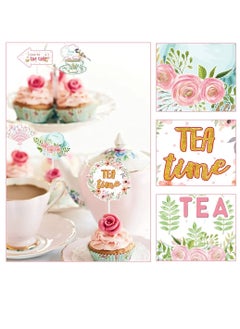 Generic Tea Party Decorations Teapot Cake Toppers Cupcake Toppers for Wedding Bridal Shower Birthday Girls Afternoon Mother' s Day Party Supplies 24 Pcs  - Image 5