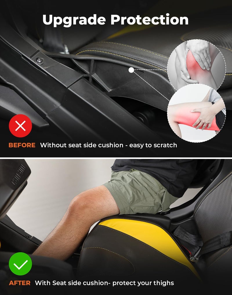 Generic KEMIMOTO Seat Side Pad Assembly Compatible with 2017-2024 Can-Am Maverick X3 MAX and Maverick R, PU Foam Soft Seat Side Cushion for UTV Accessories, Thigh Protection Comfort Pillow(1 Pair)  - Image 2