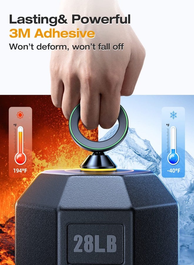 VICSEED [2025 Upgrade for MagSafe Car Mount, Military Grade] [High and Low Temperature Resistance] Magnetic Car Dashboard Phone Holder, Rotating - Image 3