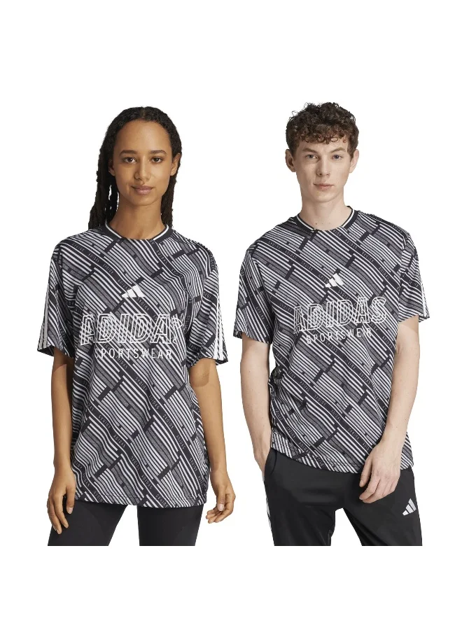 adidas Originals U Hot Aop Tee Black Training T-Shirts For Unisex Xs