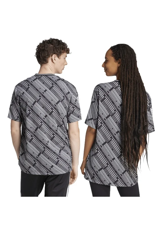 adidas Originals U Hot Aop Tee Black Training T-Shirts For Unisex Xs