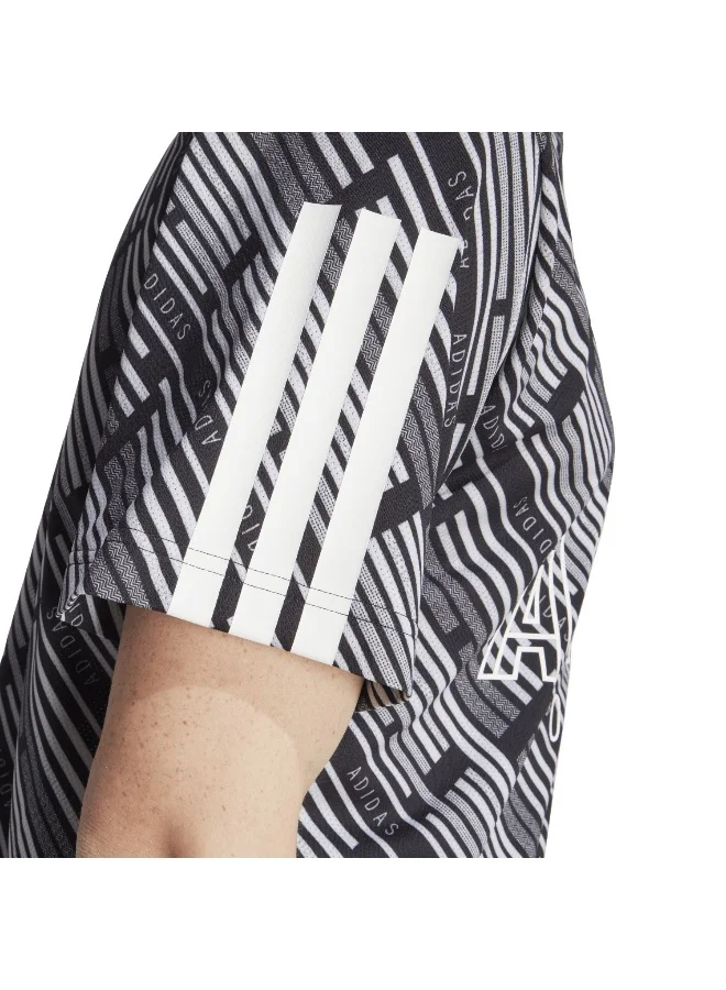 adidas Originals U Hot Aop Tee Black Training T-Shirts For Unisex Xs