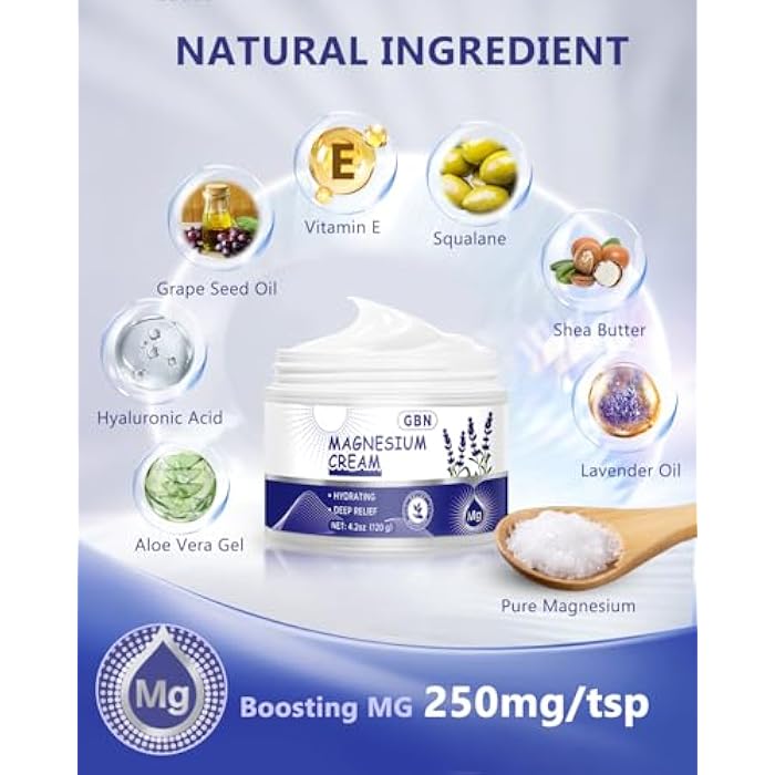 GBN Magnesium Cream for Nighttime Routine – Fast-Absorbing Magnesium Lotion with Lavender, Hydrating Body Cream for Daily Relaxation, Non-Greasy & Gentle for Adults & Kids - Image 3