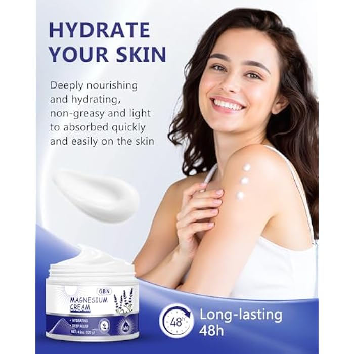 GBN Magnesium Cream for Nighttime Routine – Fast-Absorbing Magnesium Lotion with Lavender, Hydrating Body Cream for Daily Relaxation, Non-Greasy & Gentle for Adults & Kids - Image 4